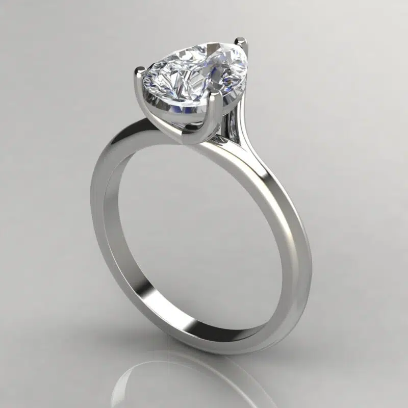 Solitaire Pear Cut Moissanite Engagement Ring
