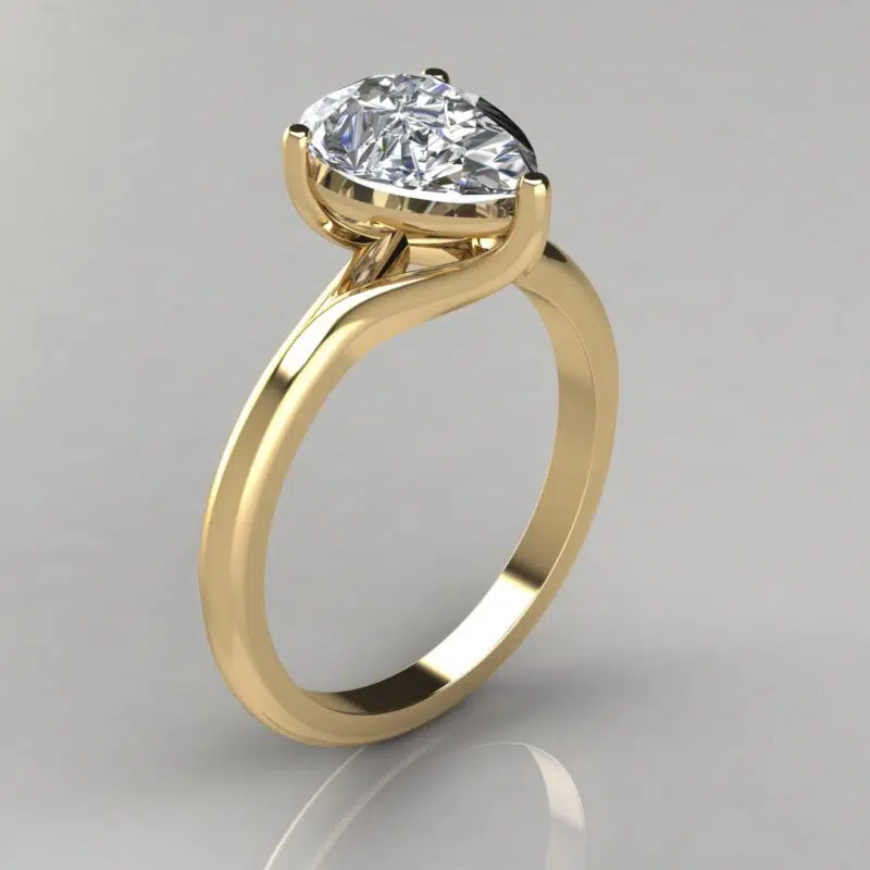 Solitaire Pear Cut Moissanite Engagement Ring