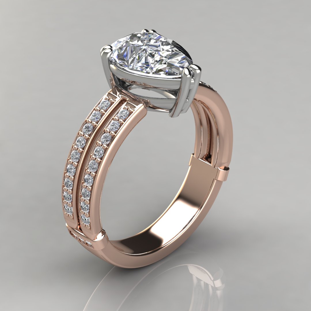 Two Shank Pear Cut Moissanite Engagement Ring | Forever Moissanite