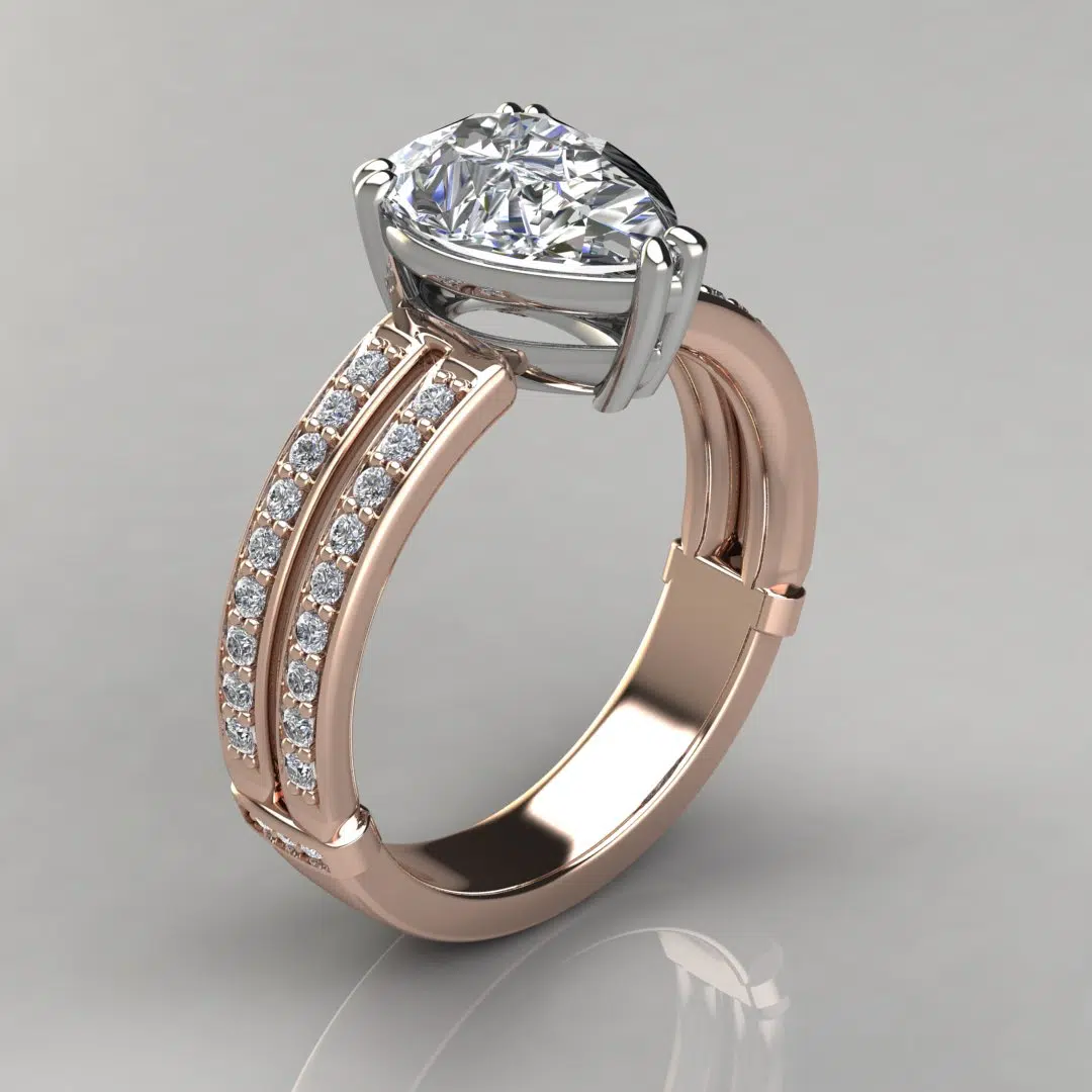 Two Shank Pear Cut Moissanite Engagement Ring Two Shank Pear Cut Moissanite Engagement Ring