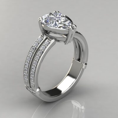 Two Shank Pear Cut Moissanite Engagement Ring
