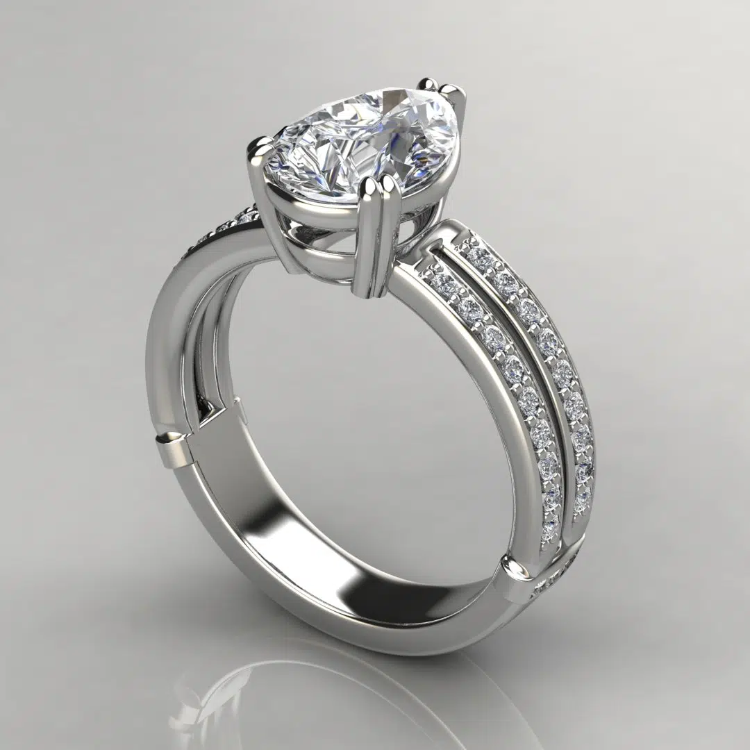 Two Shank Pear Cut Moissanite Engagement Ring Two Shank Pear Cut Moissanite Engagement Ring
