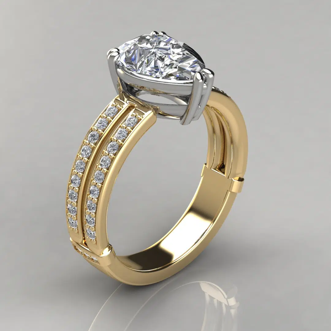 Two Shank Pear Cut Moissanite Engagement Ring Two Shank Pear Cut Moissanite Engagement Ring