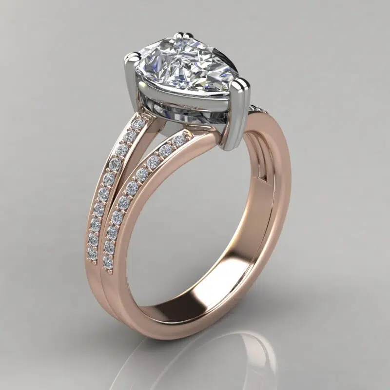 Split Shank Pear Cut Moissanite Engagement Ring