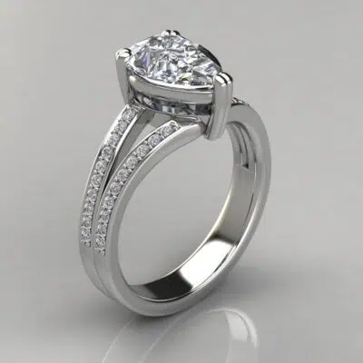Split Shank Pear Cut Moissanite Engagement Ring
