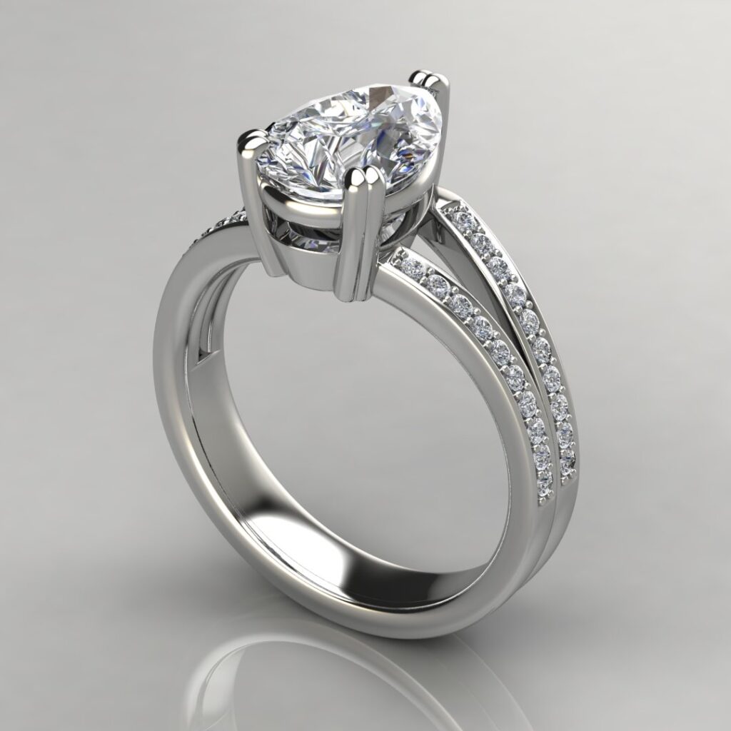 Split Shank Pear Engagement Ring | Forever Moissanite