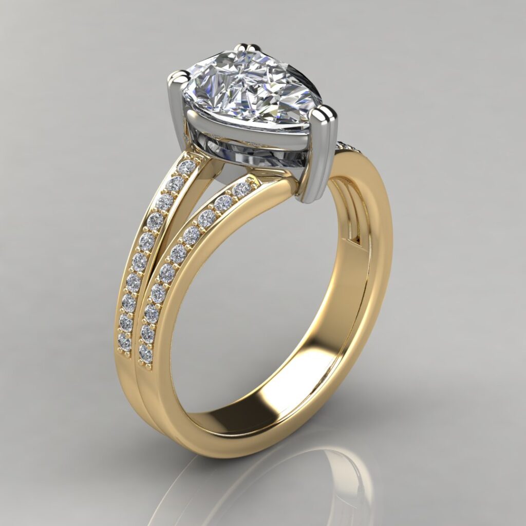 Split Shank Pear Engagement Ring 