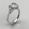 Graduated Split Shank Pear Cut Moissanite Engagement Ring