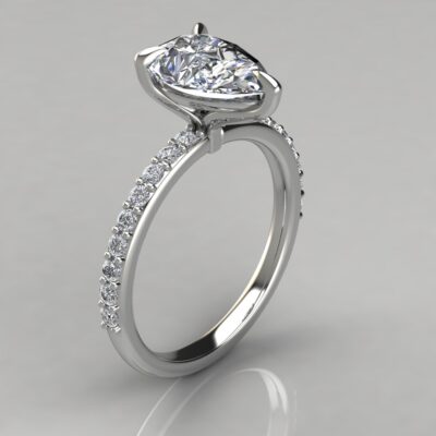 Classic Claw Prong Pear Cut Moissanite Engagement Ring