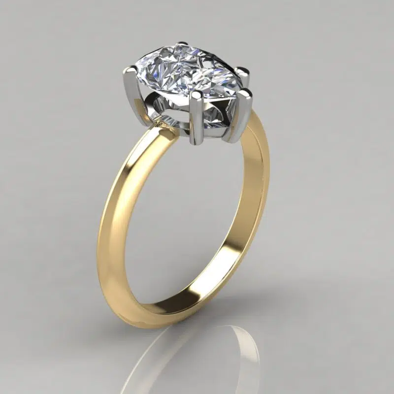 Classic Solitaire Pear Cut Moissanite Engagement Ring