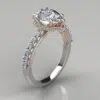 Two-Tone Cross Prong Pear Cut Moissanite Engagement Ring