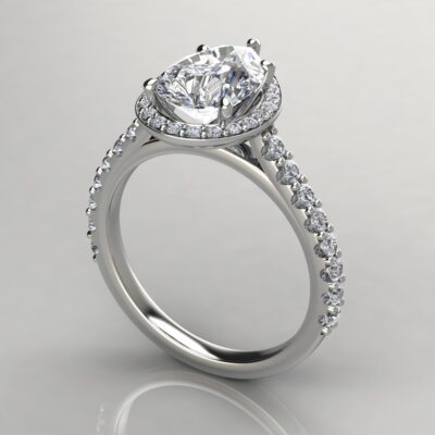 Halo Cathedral Pear Cut Moissanite Engagement Ring | Forever Moissanite