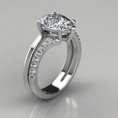 Duet Shank Pear Cut Moissanite Engagement Ring