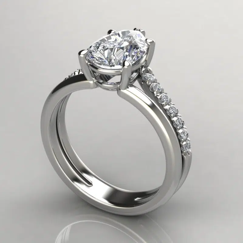 Duet Shank Pear Cut Moissanite Engagement Ring