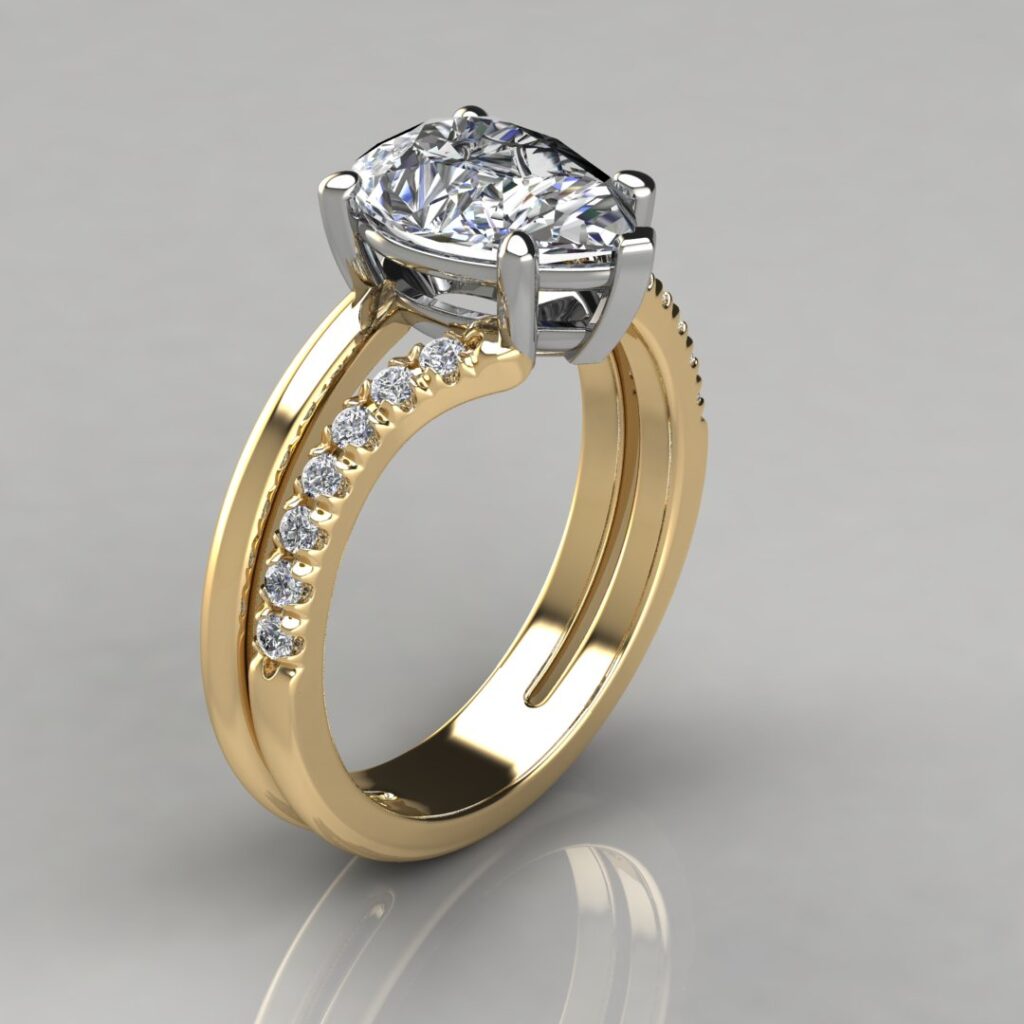 Duet Shank Pear Cut Moissanite Engagement Ring | Forever Moissanite