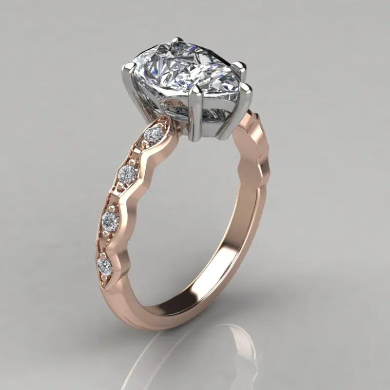 Curvy Shank Pear Cut Moissanite Engagement Ring