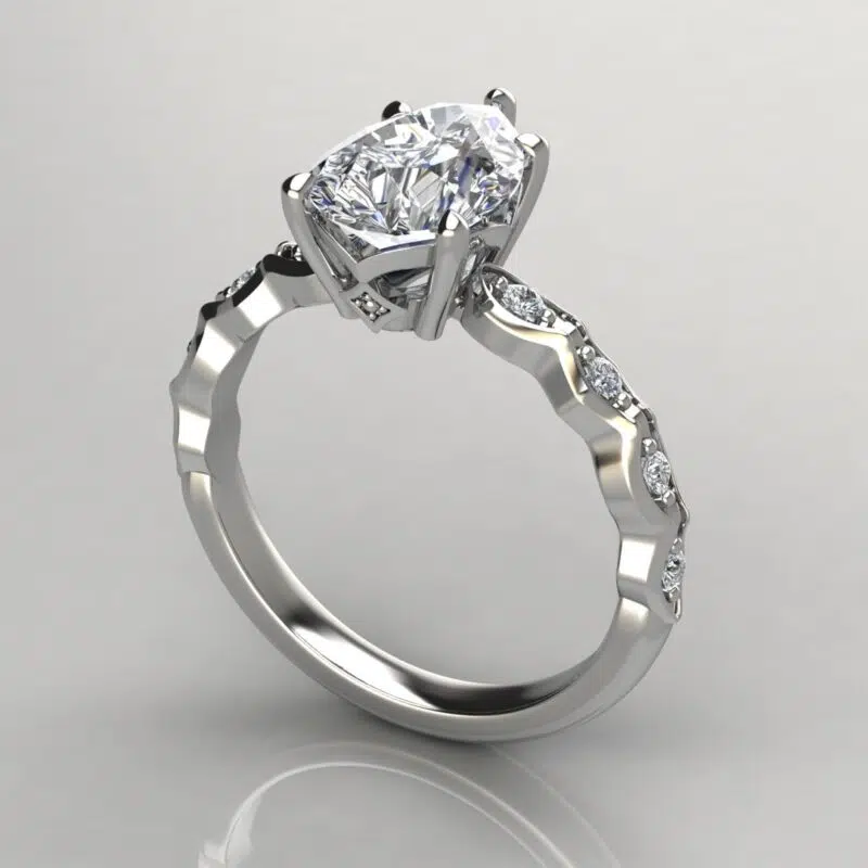 Curvy Shank Pear Cut Moissanite Engagement Ring
