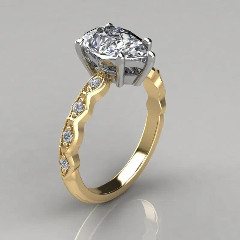 Curvy Shank Pear Cut Moissanite Engagement Ring