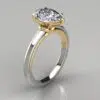 Two-Tone Collar Solitaire Pear Cut Moissanite Engagement Ring