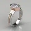 Two-Tone Bezel Solitaire Pear Cut Moissanite Engagement Ring
