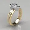 Two-Tone Bezel Solitaire Pear Cut Moissanite Engagement Ring