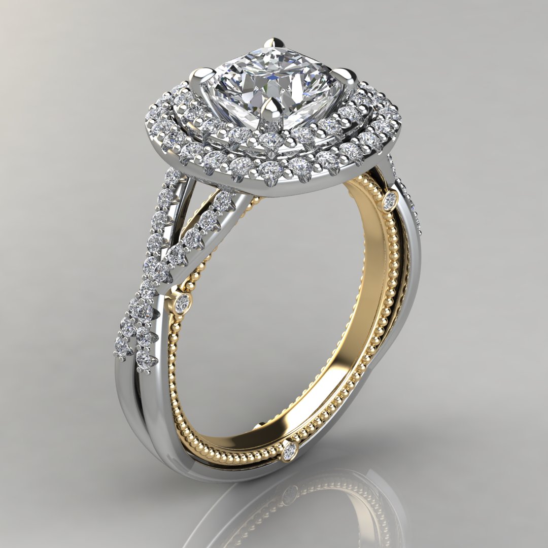 Previously Owned 14KWG Pear Diamond Double Halo Engagement Ring
