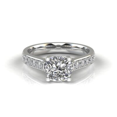 Side Stone Round Cut Moissanite Engagement Rings