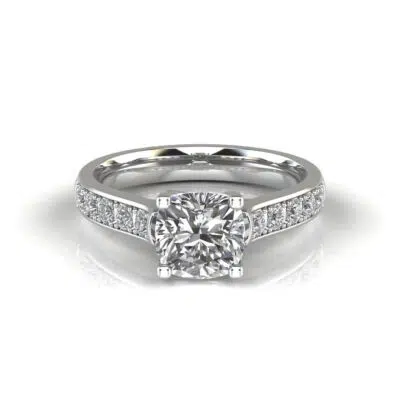Side Stone Round Cut Moissanite Engagement Rings