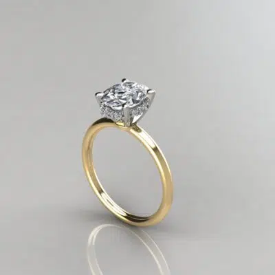 2 Ct Oval Cut Halo Style Moissanite Engagement Ring