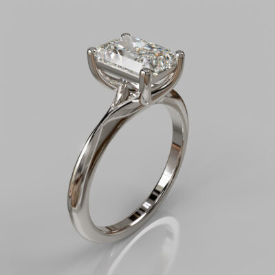 Cross Prong Solitaire Radiant Cut Moissanite Engagement Ring