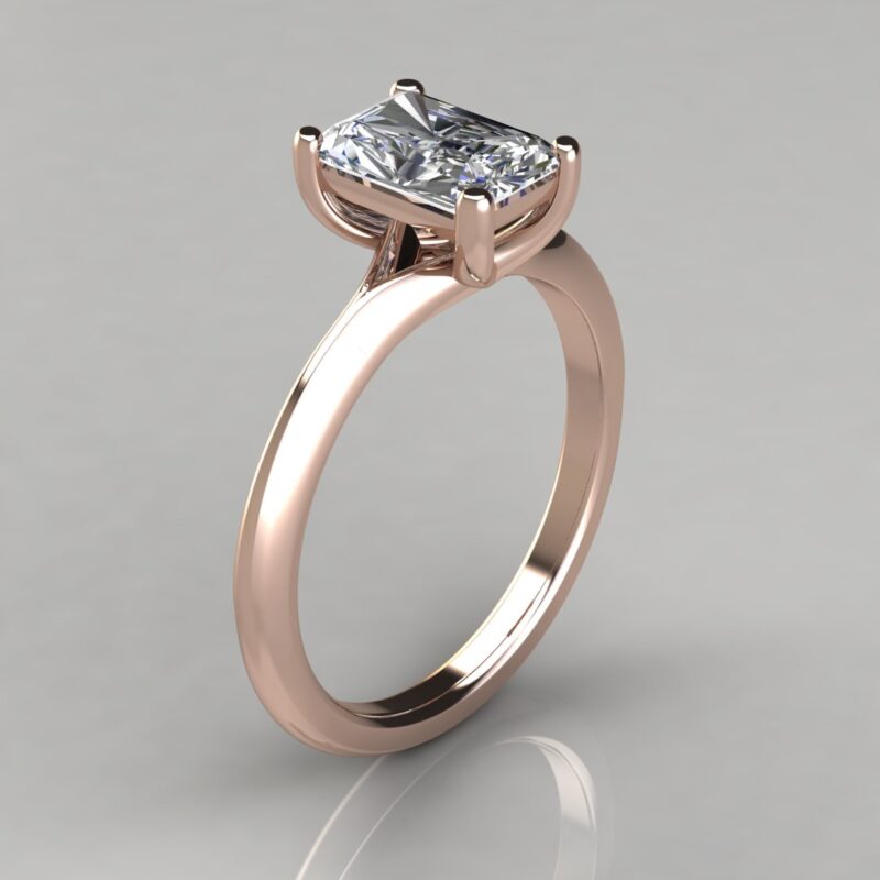 Rose gold Cross Prong Solitaire Radiant Cut Moissanite Engagement Ring