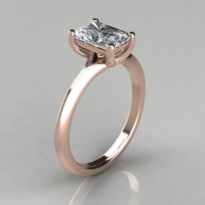 Cross Prong Solitaire Radiant Cut Moissanite Engagement Ring