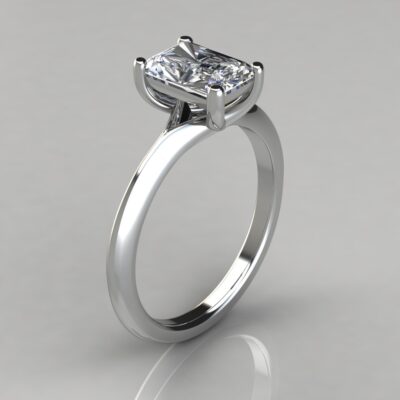 Cross Prong Solitaire Radiant Cut Moissanite Engagement Ring