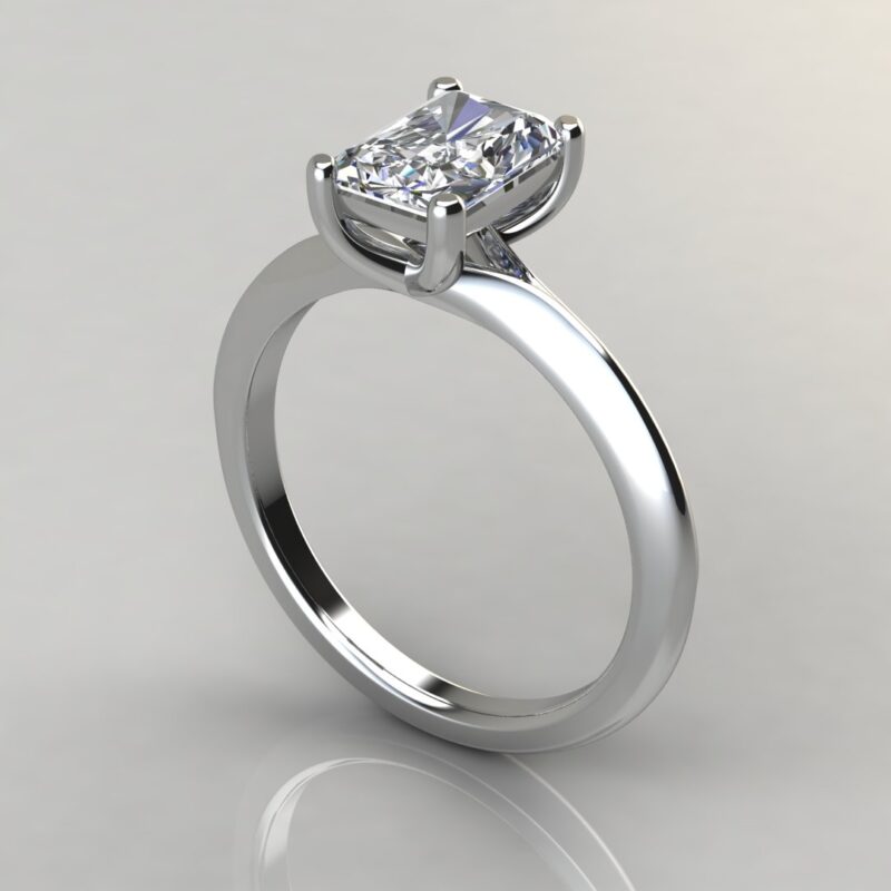 white gold Cross Prong Solitaire Radiant Cut Moissanite Engagement Ring