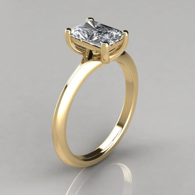 Cross Prong Solitaire Radiant Cut Moissanite Engagement Ring