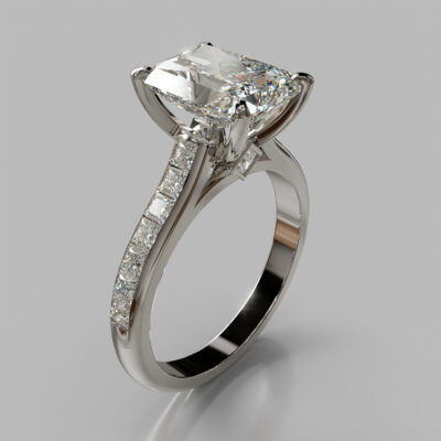 Channel Set Cathedral Radiant Cut Moissanite Engagement Ring