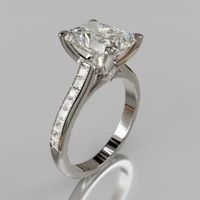 Channel Set Cathedral Radiant Cut Moissanite Engagement Ring Channel Set Cathedral Radiant Cut Moissanite Engagement Ring