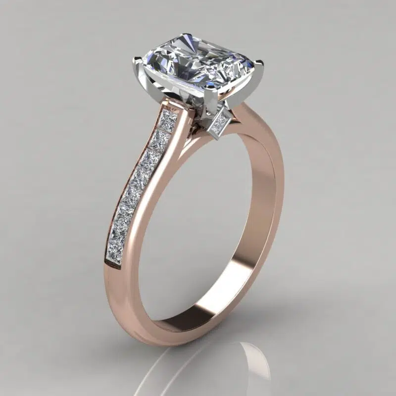 Channel Set Cathedral Radiant Cut Moissanite Engagement Ring