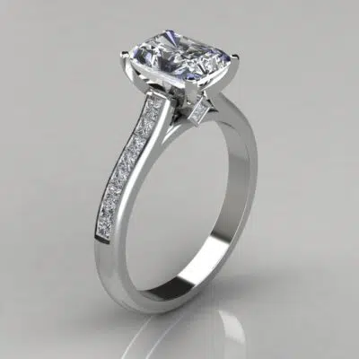 Channel Set Cathedral Radiant Cut Moissanite Engagement Ring