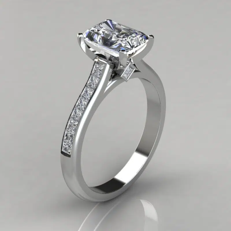 Channel Set Cathedral Radiant Cut Moissanite Engagement Ring