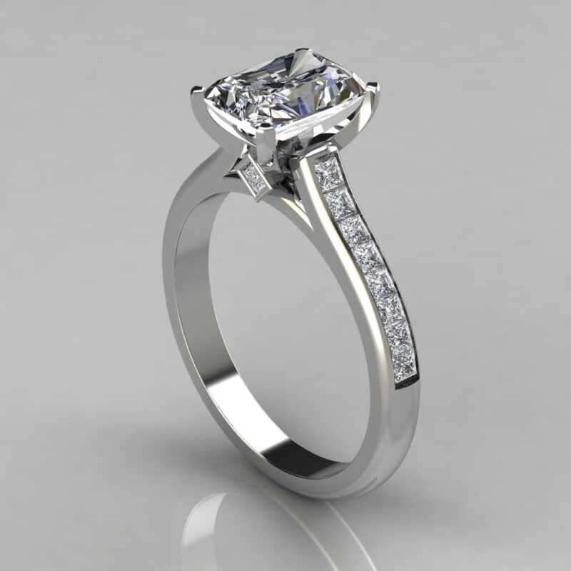 Channel Set Cathedral Radiant Cut Moissanite Engagement Ring