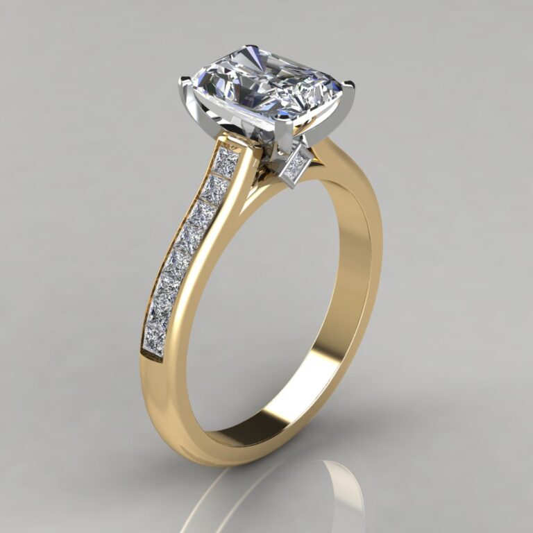 Channel Set Cathedral Radiant Cut Moissanite Engagement Ring | Forever ...