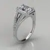 Split Shank Floating Radiant Cut Moissanite Engagement Ring