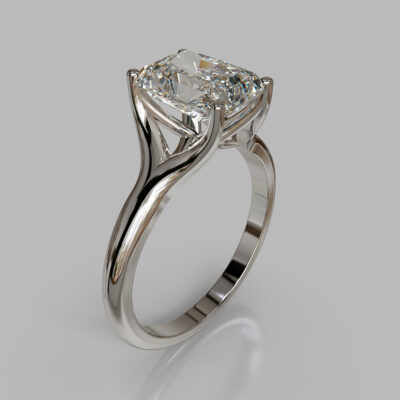 Tall Solitaire Radiant Cut Moissanite Engagement Ring