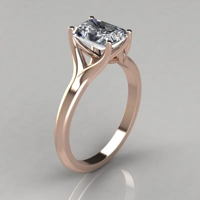 Tall Solitaire Radiant Cut Moissanite Engagement Ring