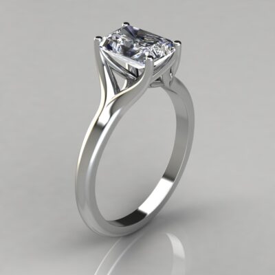 Tall Solitaire Radiant Cut Moissanite Engagement Ring