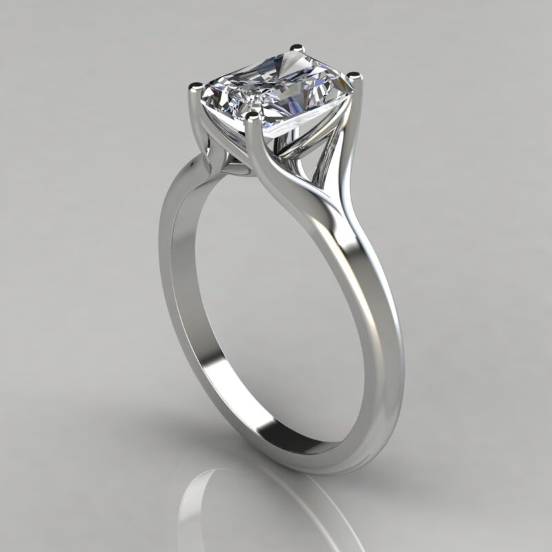 Tall Solitaire Radiant Cut Moissanite Engagement Ring