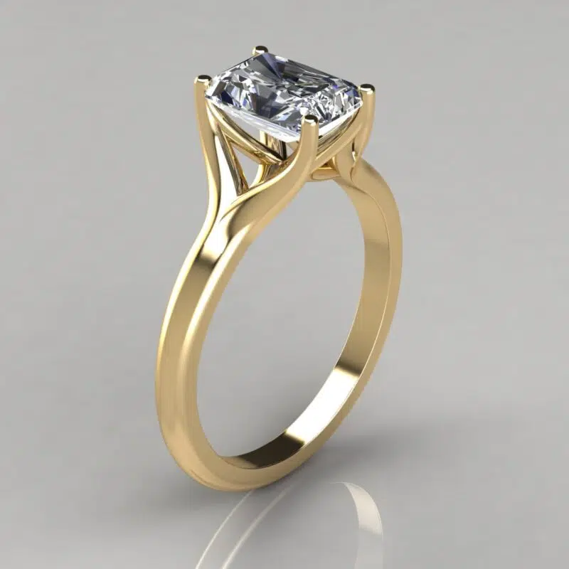 Tall Solitaire Radiant Cut Moissanite Engagement Ring