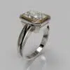 Two-Tone Bezel Solitaire Radiant Cut Moissanite Engagement Ring