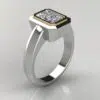 Two-Tone Bezel Solitaire Radiant Cut Moissanite Engagement Ring